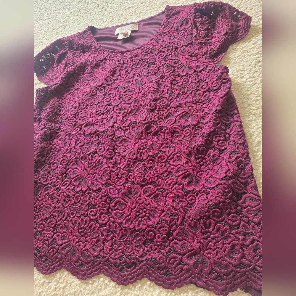 Philosophy Burgundy Lace Blouse